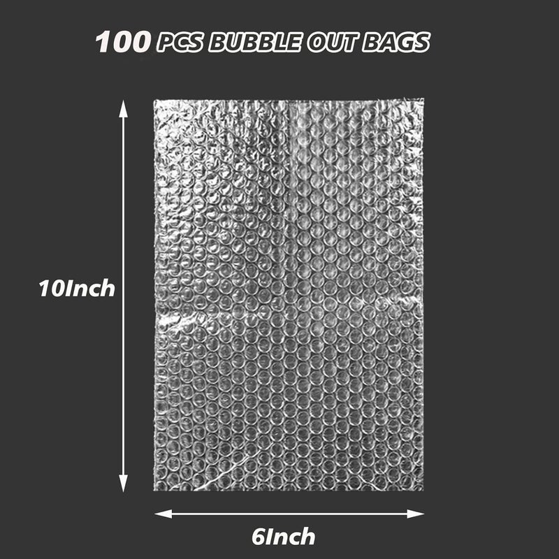 XHMAXE 100pcs Bubble Pouches Wrap, 6'' x10'' Clear Bubble Pouch Bags for Fragile, Double Walled Moving Supplies Bubble Out Bags for Storage Wrapping, Dishes China Plates, Shipping and Packing - Image 2